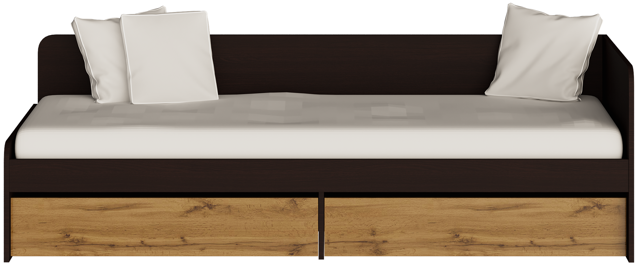 Ліжко односпальне Эверест Соната-800 з ящиками Венге темний/Дуб крафт золотий (EVR-2107)