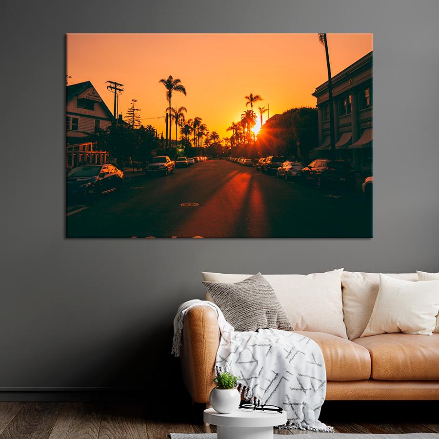 Картина город Закат на улице Лос-Анджелеса 51x34 см (A831-1)