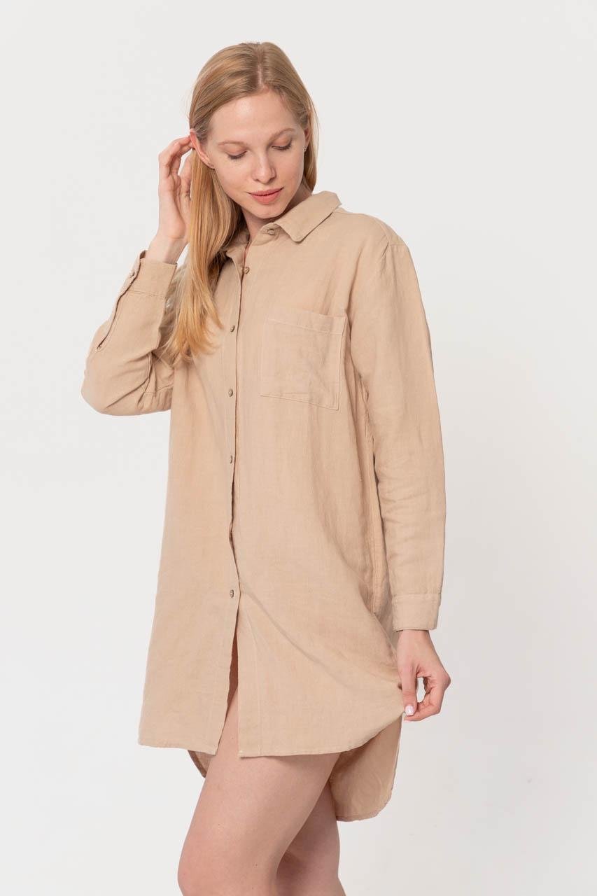 Рубашка домашняя Lotus Home Bruma длинная из льна S Бежевый (26843102) - фото 3 Рубашка домашняя Lotus Home Bruma длинная из льна S Бежевый (26843102) - фото 3