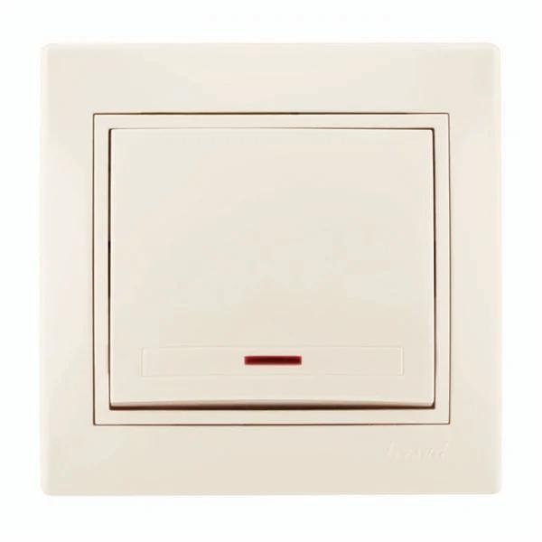 Вимикач одноклавішний Lezard Mira з підсвідкою та вставкою Кремовий (27548794)