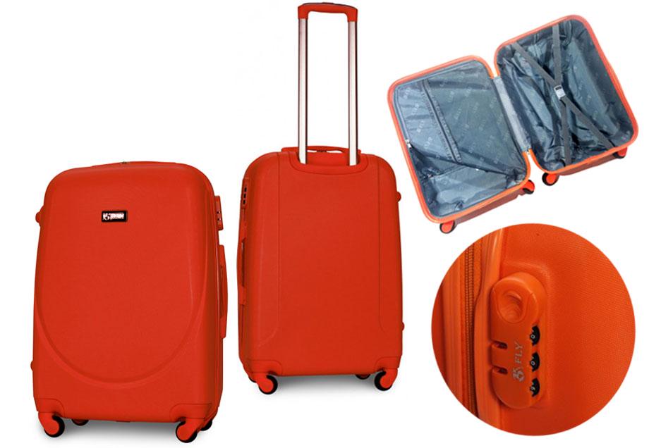 Чемодан пластиковый Fly 310 M средний на 4 колесах Оранжевый (CEKRBFL310MS4ORA) - фото 5