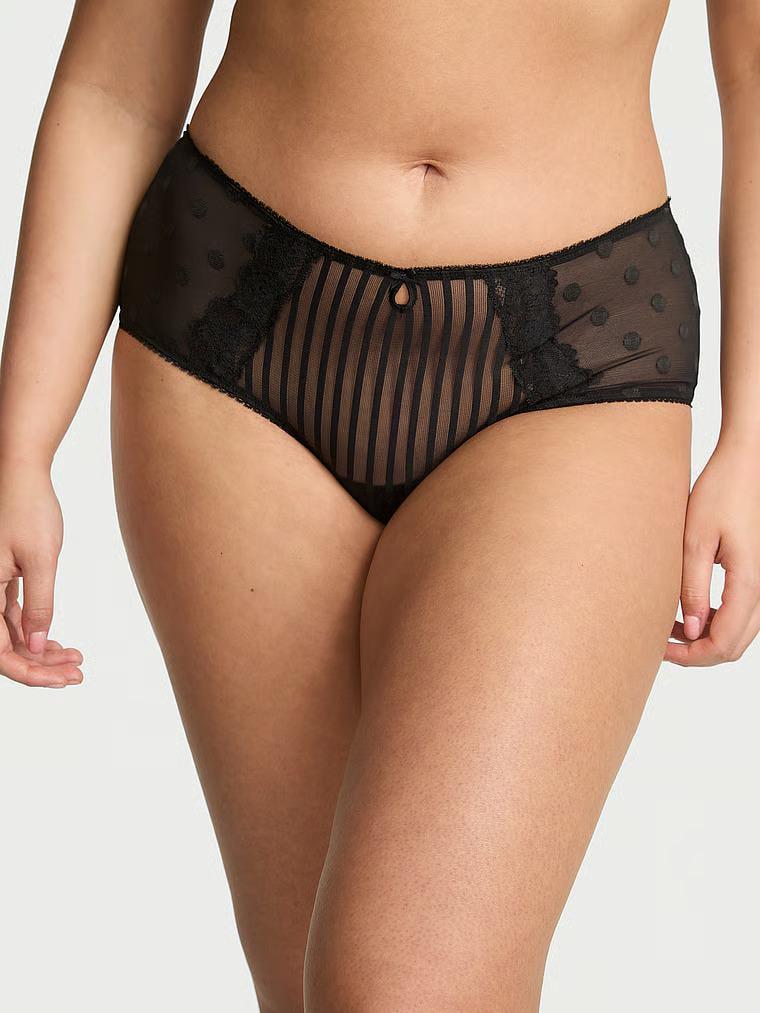 Трусики чики Victoria's Secret Lacie Sheer Heritage Cheeky Panty M Черный (27119704)