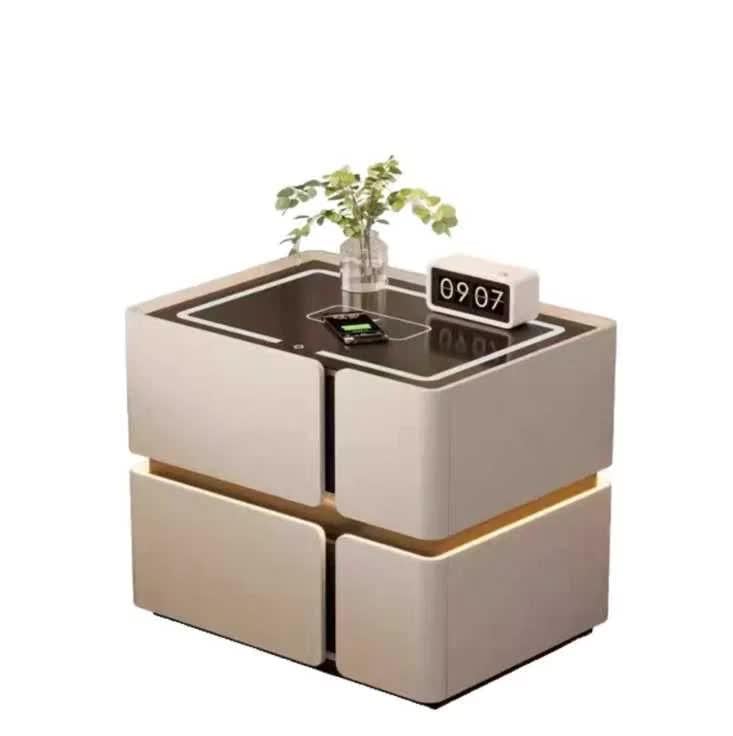 Тумба прикроватная смарт SZXF01 из экокожи с сенсорной LED-подсветкой/USB/зарядкой/Bluetooth колонкой 50х40х48 см Белый (33085025)