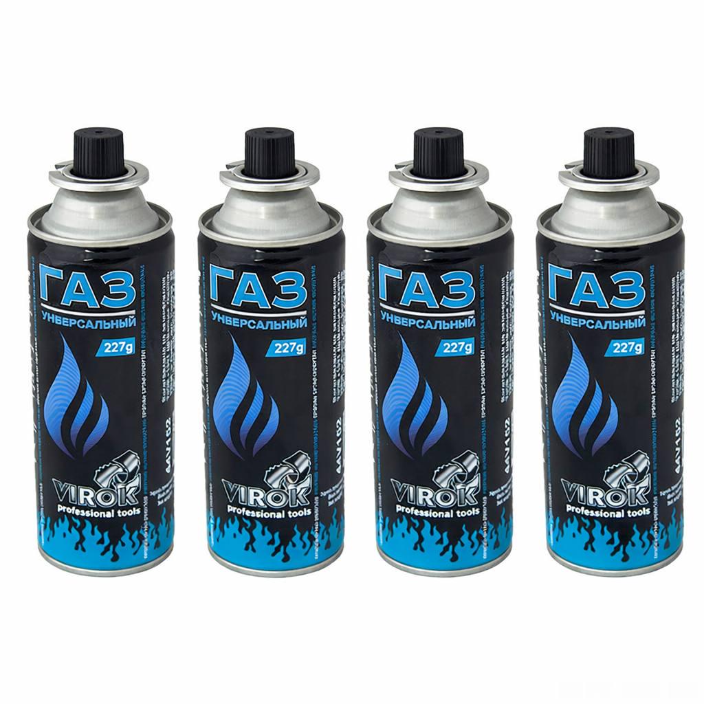 Газовый баллон одноразового использования Virok 44V152 227 г/392 мл оснащен цанговым соединением E417