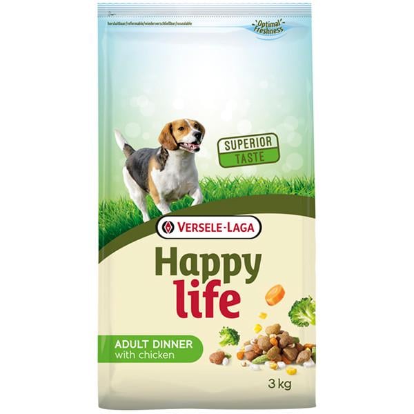 Корм сухой для собак всех пород Happy Life Dinner with Chicken с курицей 3 кг (311059)