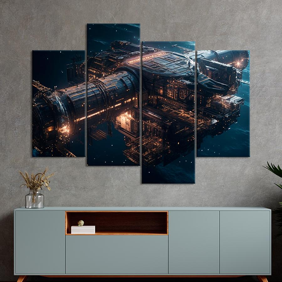 Картина космос Корабль в открытом космосе 129x90 см (A1304-4)