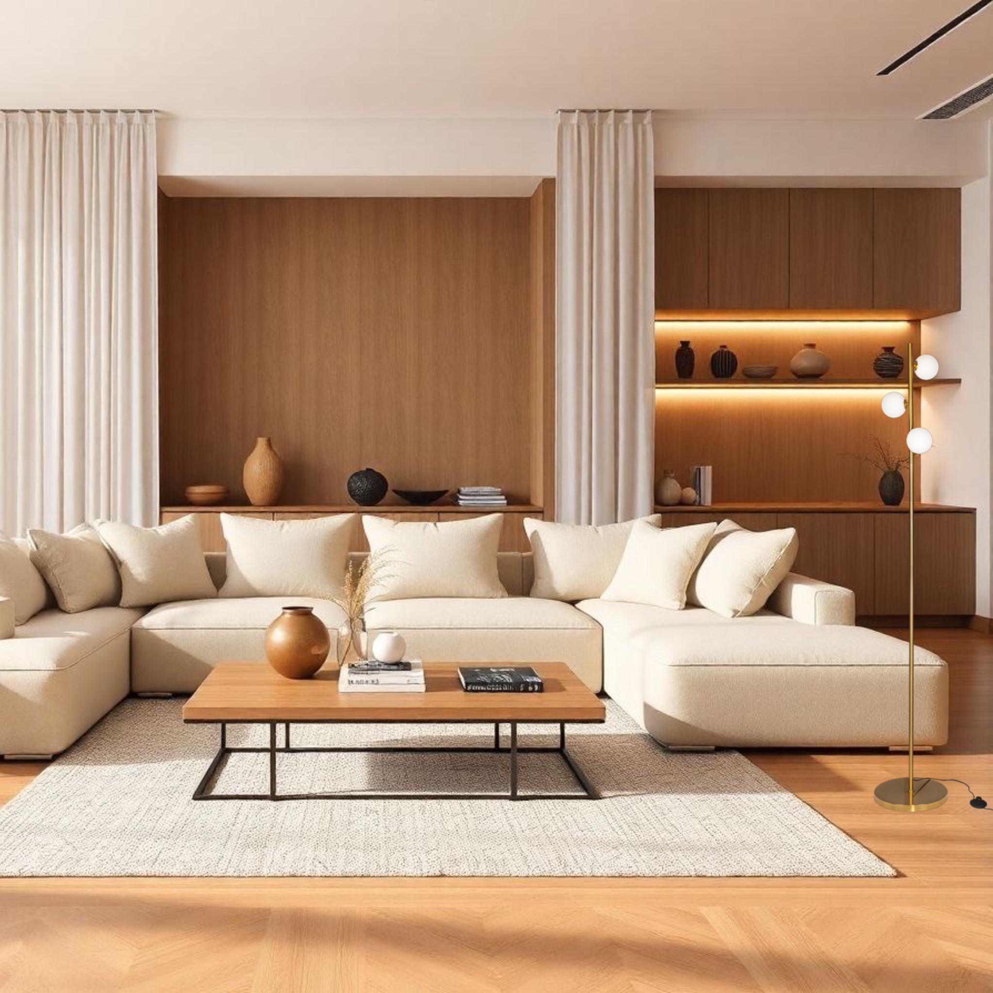 Торшер с белыми плафонами вокруг на 3 лампы Бронзовый (52-9834-3 BRONZE) - фото 2