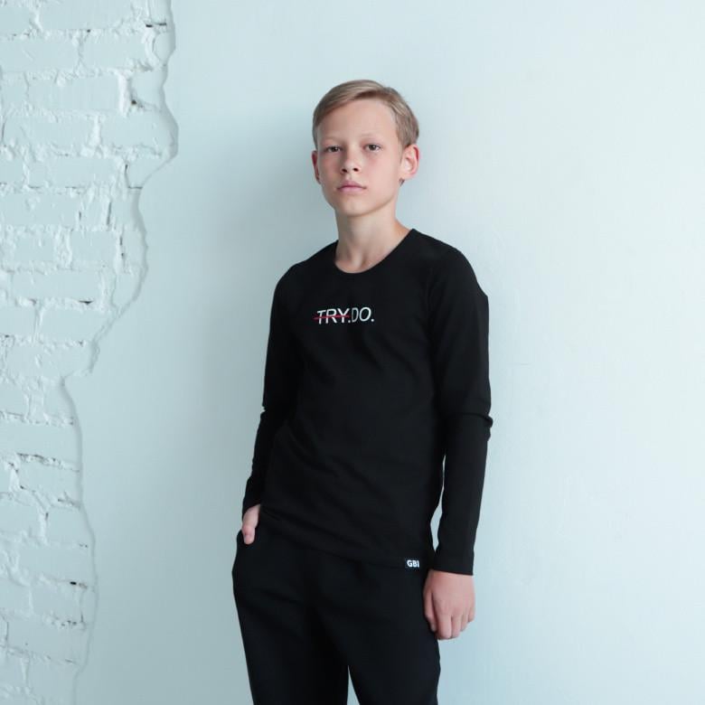 Лонгслів підлітковий для хлопчика GBI TEENS Try.Do 152 см Чорний (13754)