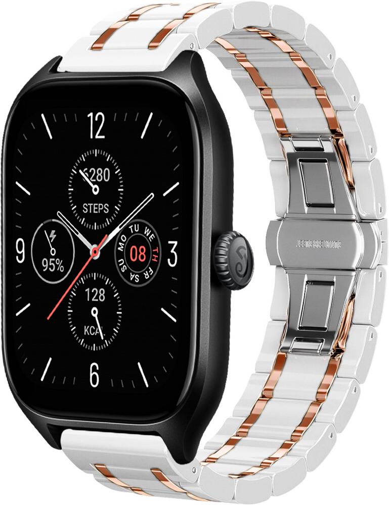 Ремешок керамический Ceramo для Amazfit GTS 4/Mini Pink/White (29510-52)