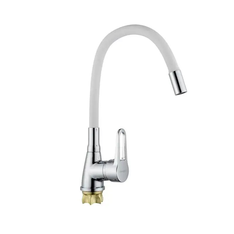 Смеситель для кухни Champion Sop 014-045 с гибким изливом Хром/Белый (MI6362)