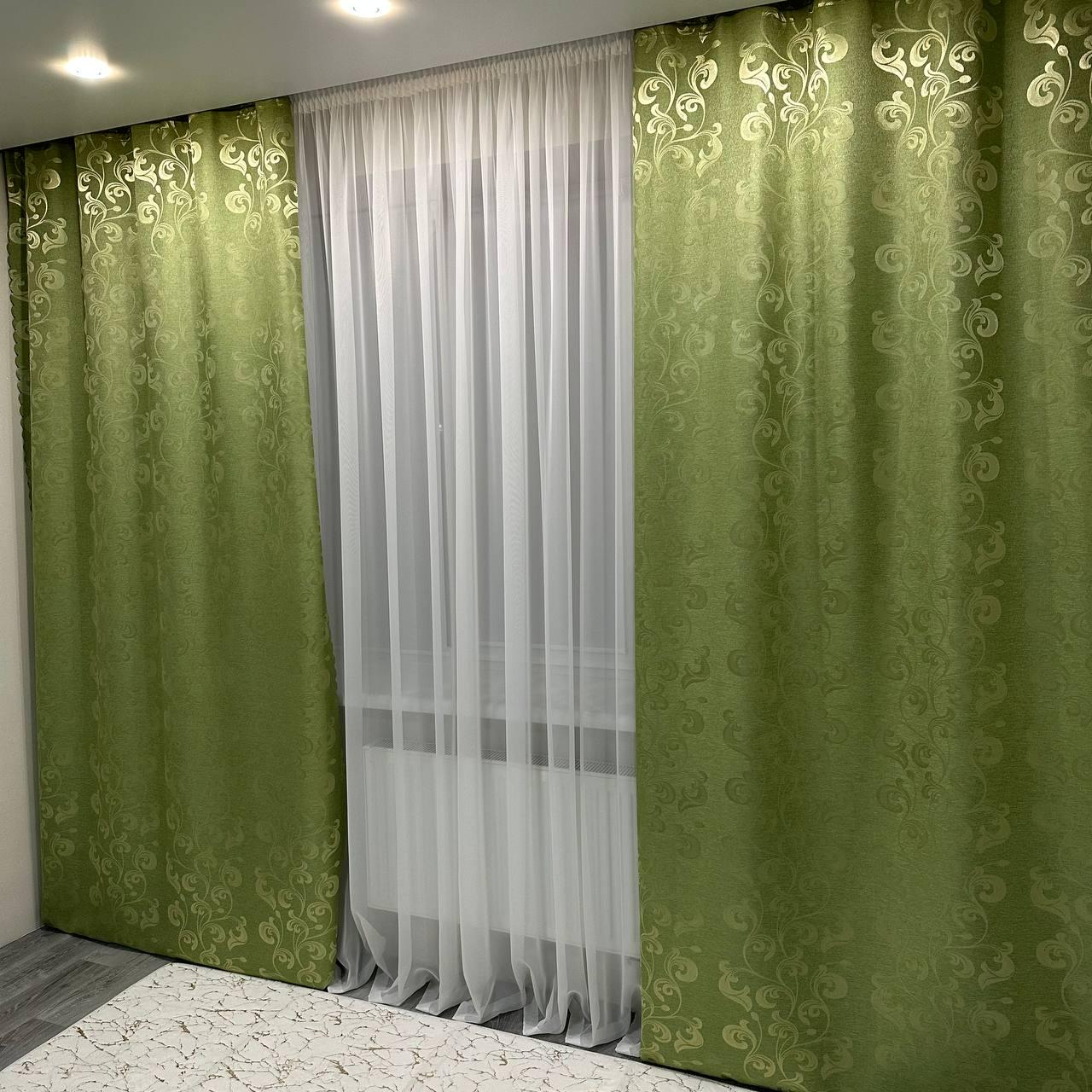 Штори Toscana жаккардові 1,5х2,7 м 2 шт. Салатовий - фото 2 Штори Toscana жаккардові 1,5х2,7 м 2 шт. Салатовий - фото 2