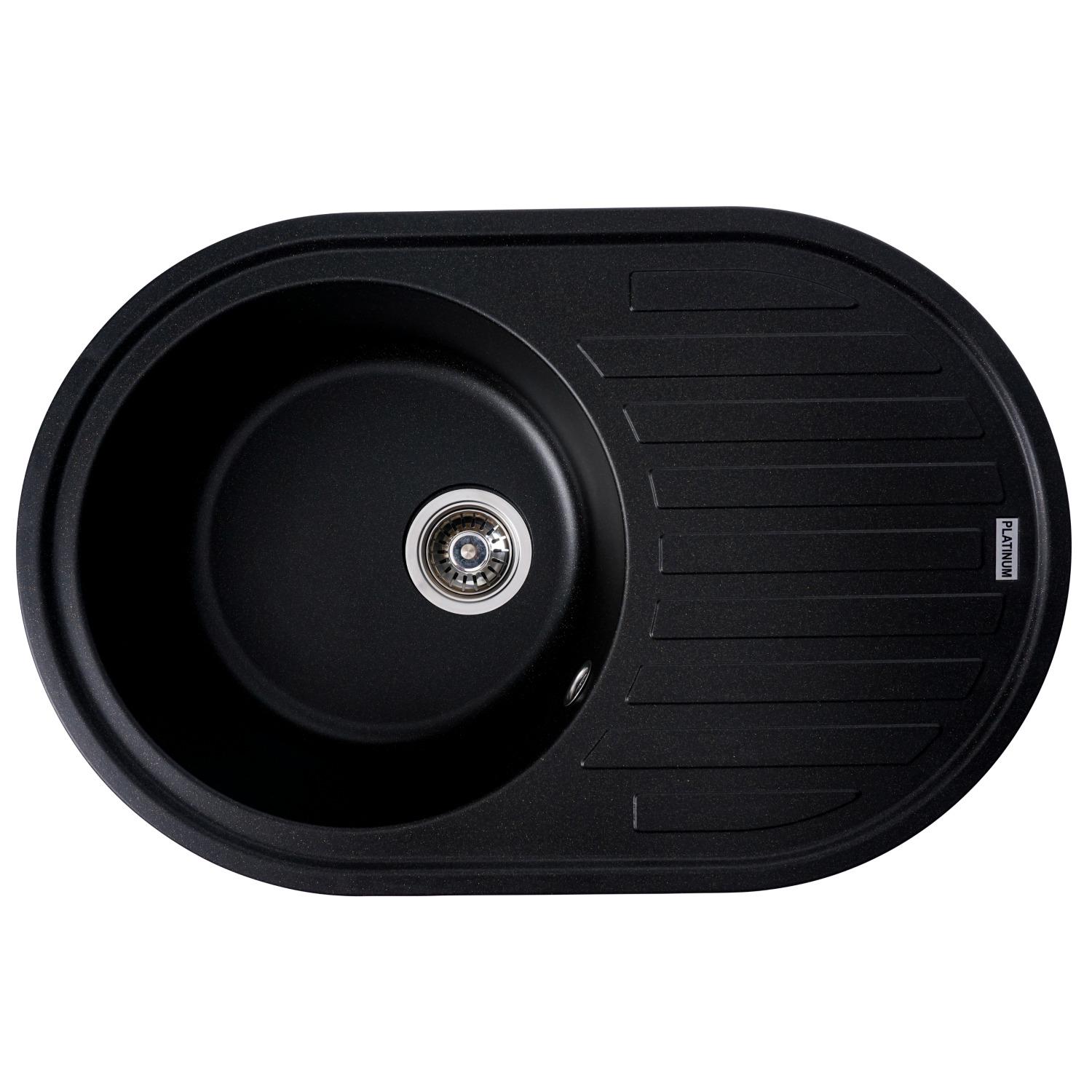 Мойка кухонная Platinum PLS-A27963 гранитная овальная 770x500 мм Черный (152145)