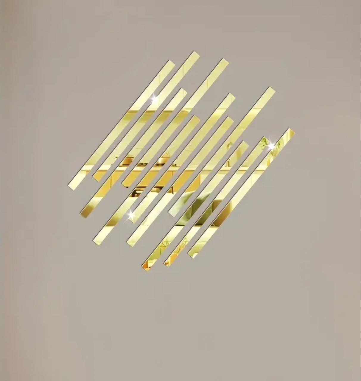 Наклейка на стену зеркальная служка молдинг акрил 3x50 см 10 шт. Золотой (8977)