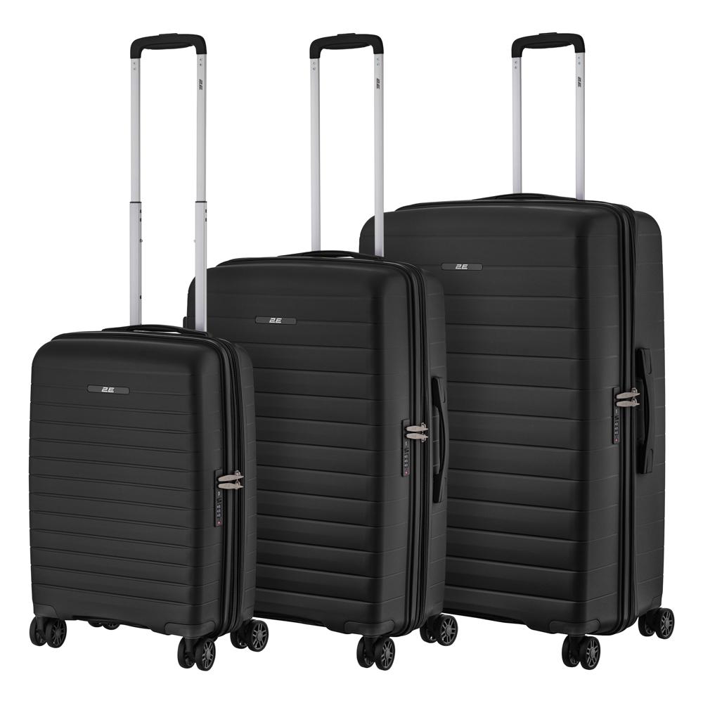 Набір валіз дорожніх 2E Aero поліпропілен замок TSA з 4 колесами S/M/L Чорний (2E-SPP-AERO-SET3-BK) - фото 2 Набір валіз дорожніх 2E Aero поліпропілен замок TSA з 4 колесами S/M/L Чорний (2E-SPP-AERO-SET3-BK) - фото 2