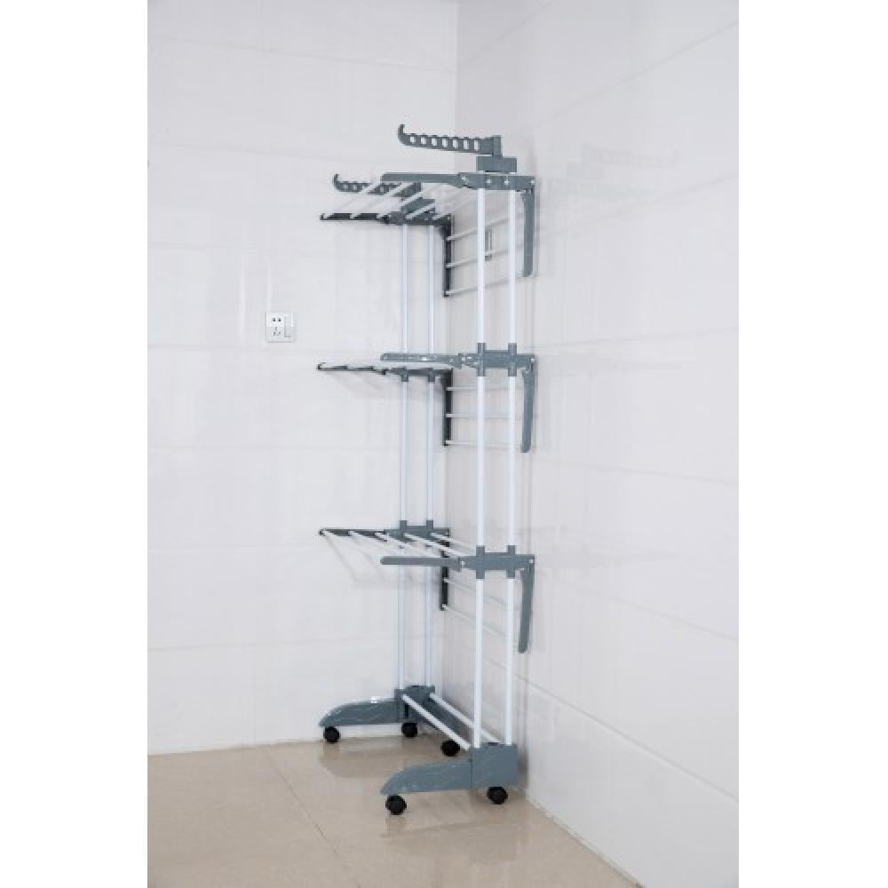 Сушилка-органайзер для белья Bonro B88 многоярусная раскладная на колесиках до 35 кг Серый (132-76-42400234) - фото 6