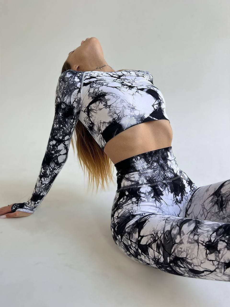 Рашгард з мармуровим принтом M Чорно-білий (XR01M) - фото 3
