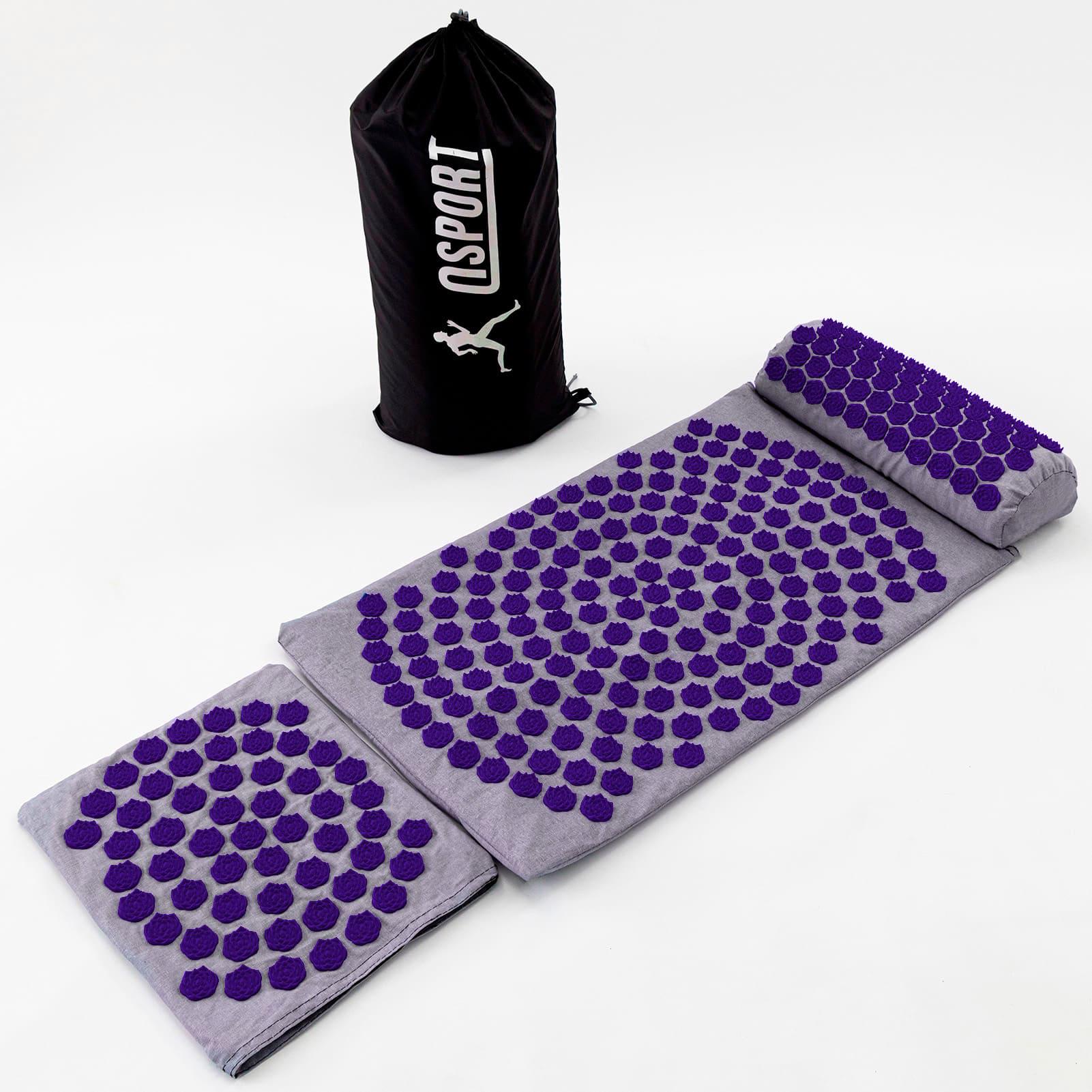 Коврик массажный Аппликатор Кузнецова/валик/подушка для спины/шеи/ног OSPORT Lotus Set Серо-фиолетовый (n-0003)