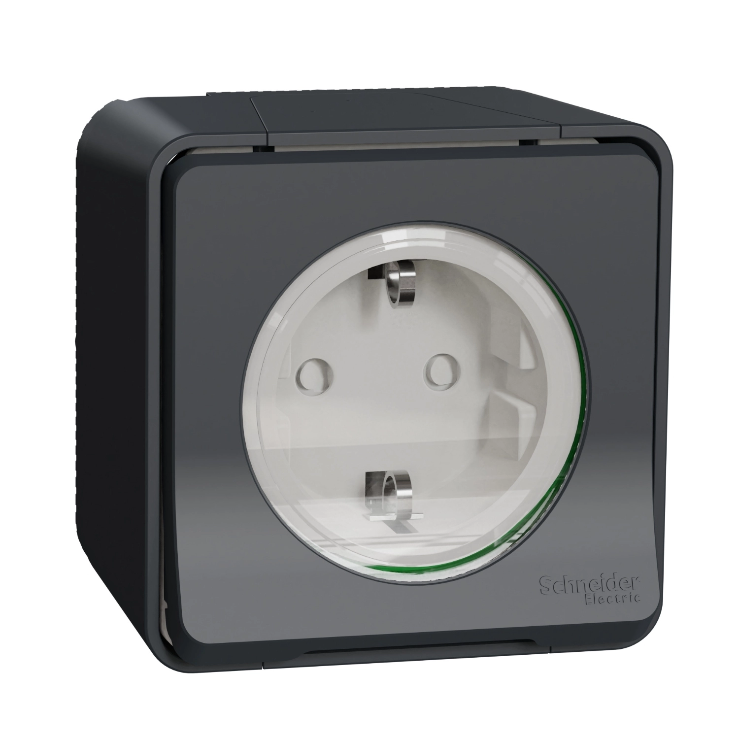 Розетка Schneider Electric Mureva Styl з заземленням і захисними шторками IP55 Чорний (MUR36034)