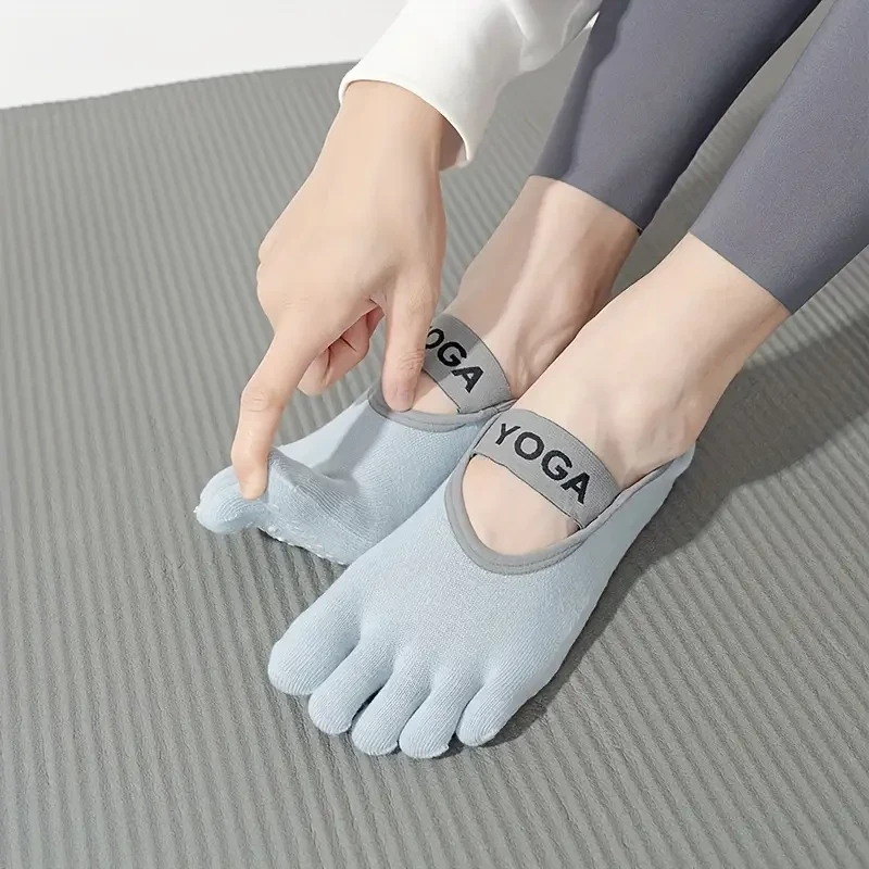 Носки для йоги и пилатеса Yoga с пальчиками Голубой (2611304317)