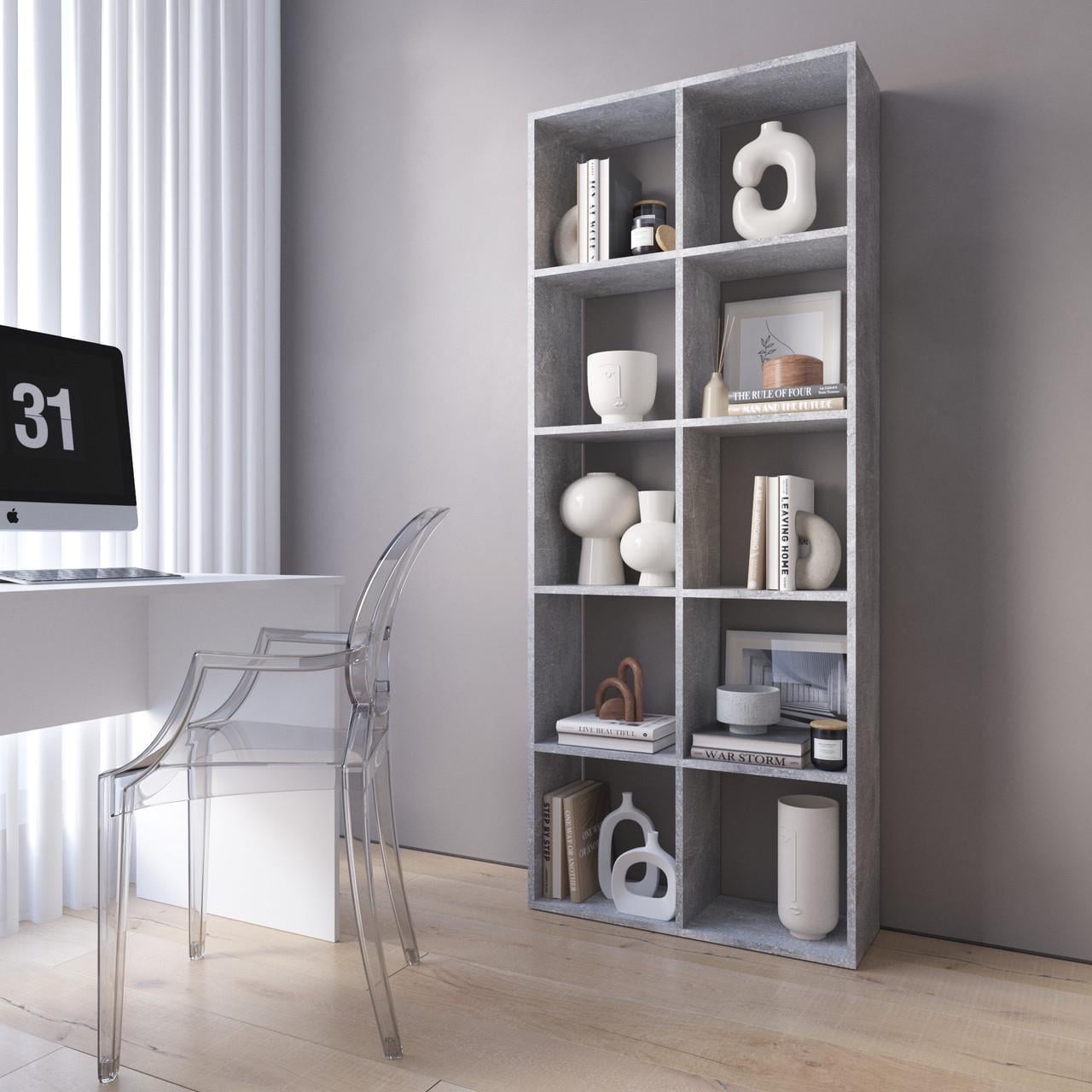 Стеллаж открытый VAYS на 10 отделений 72х29х178 см Бетон (30774032)