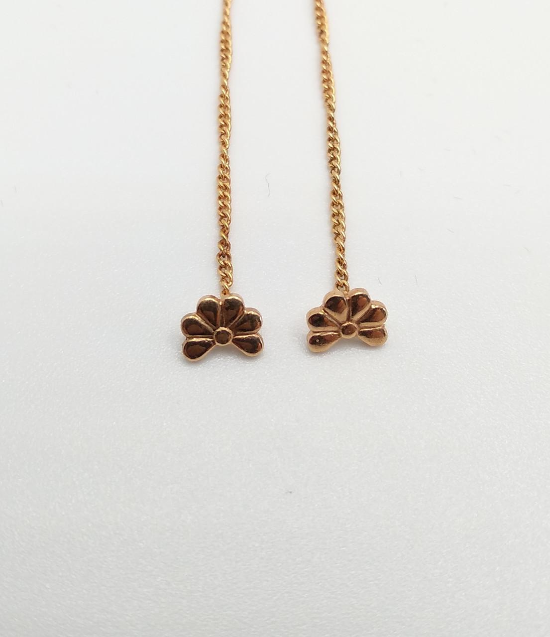 Серьги золото протяжки цветки 585° 1,13 г (3102258)