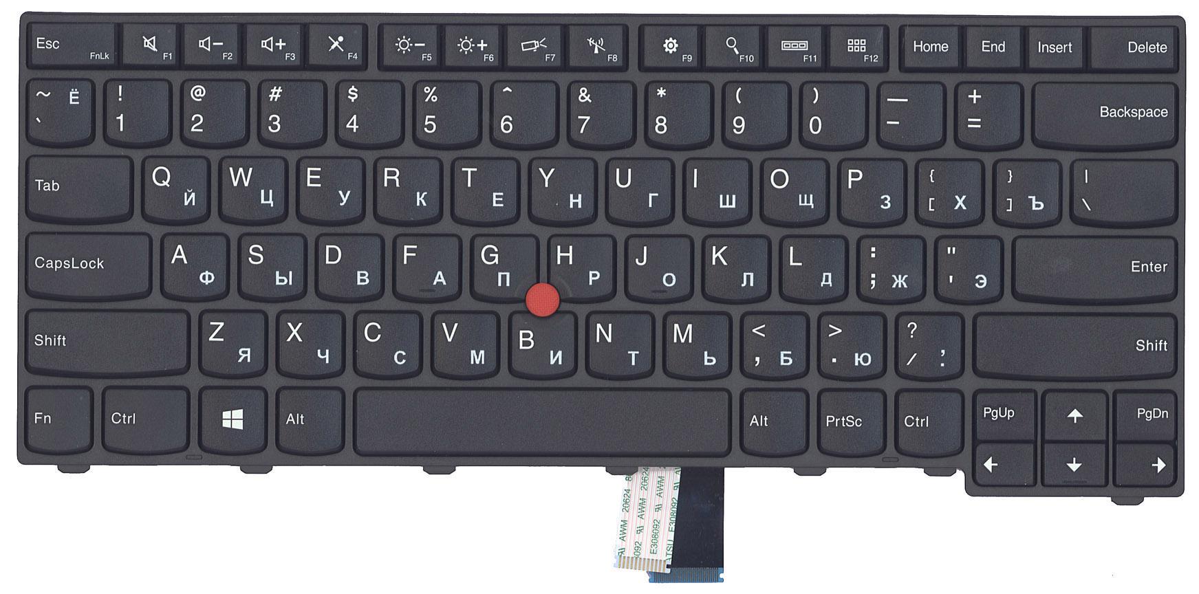 Клавиатура для ноутбука Lenovo ThinkPad Edge T440 T440P T440S с подсветкой Light с указателем Point Stick Black Frame Black