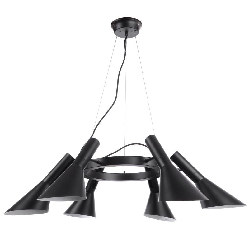 Люстра потолочная лофт подвесная Brille BL-286S/6 E27 BK/WH на 6 плафонов