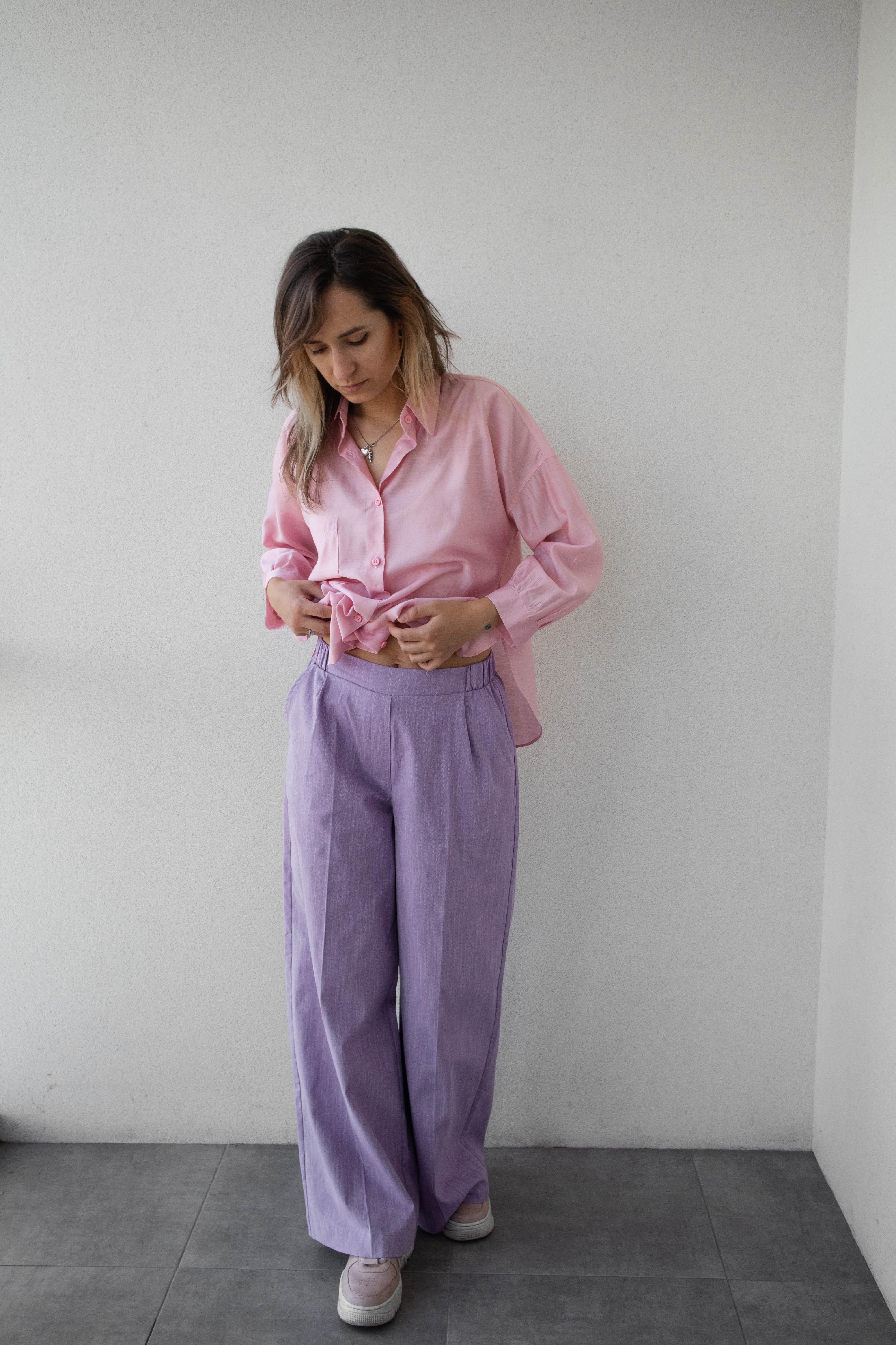 Штани палаццо жіночі VSlatinina джинсові L Фіолетовий (012345678946) - фото 4 Штани палаццо жіночі VSlatinina джинсові L Фіолетовий (012345678946) - фото 4