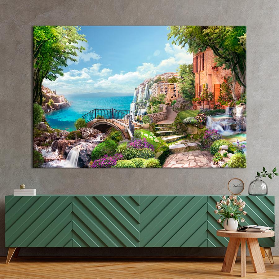 Картина на холсте Приморский южный город 80x54 см (V265-1_L)