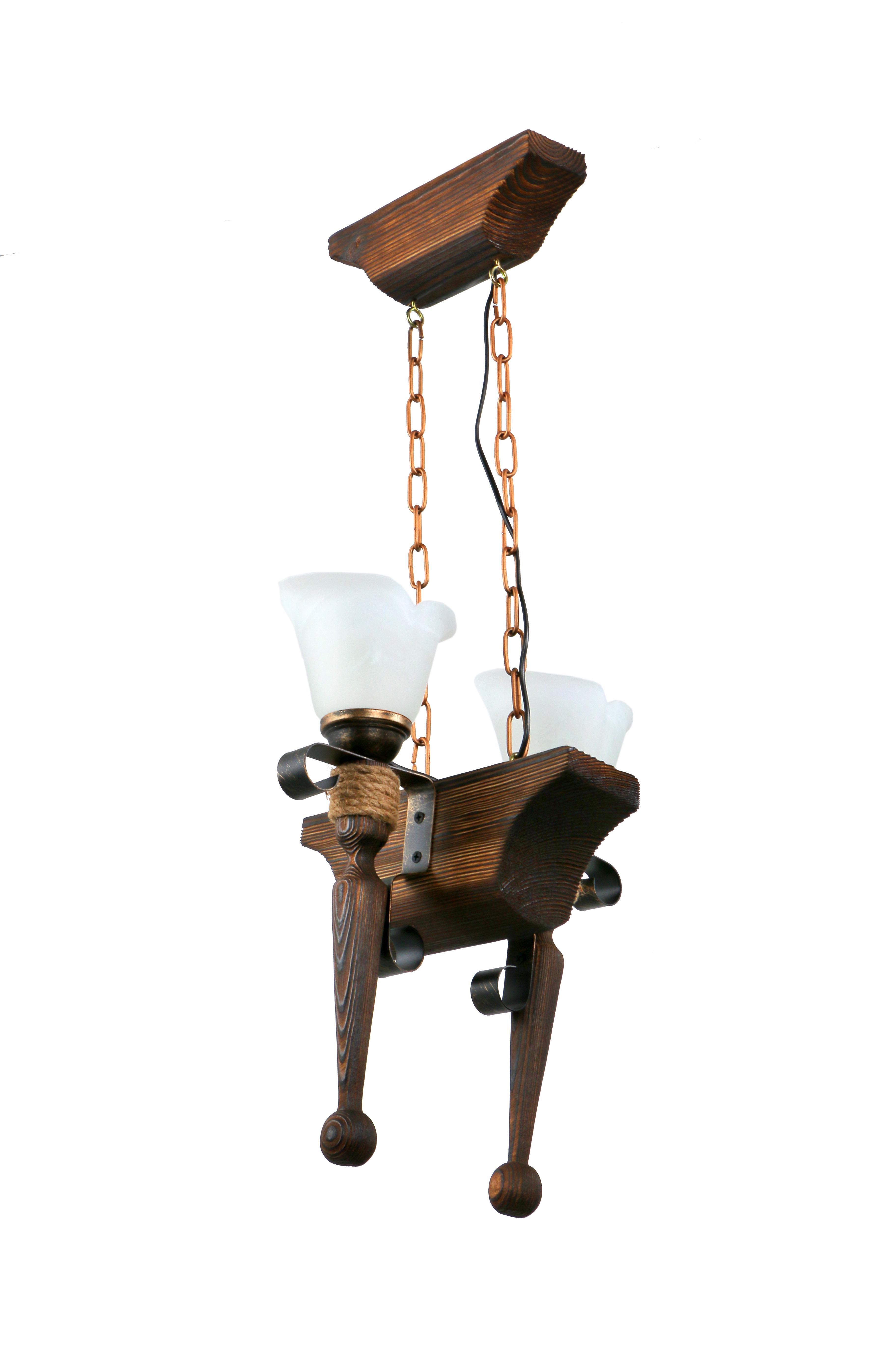 Люстра деревянная Sirius S7140/2 темный обжиг на 2 плафона (000027313)