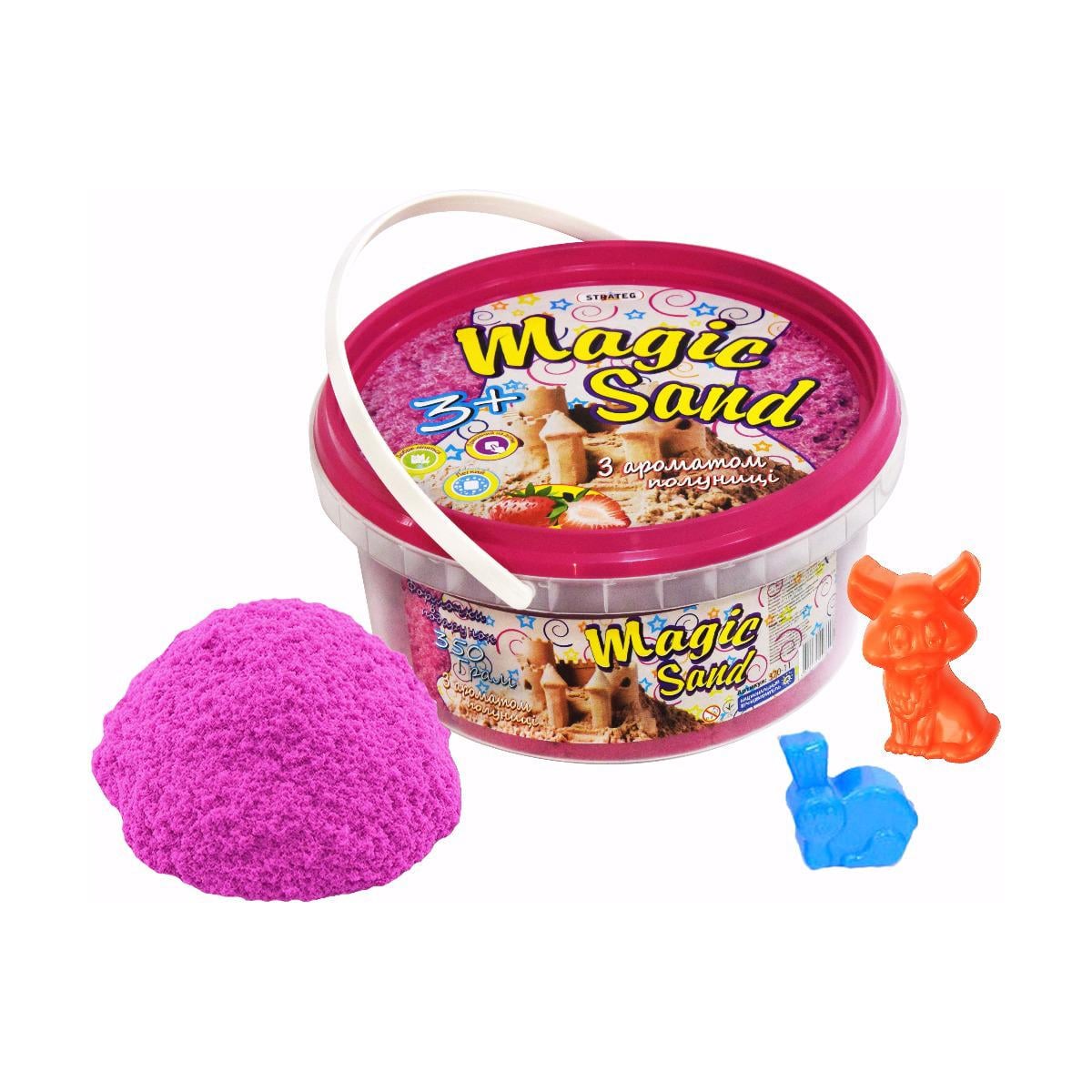 Кинетический песок Strateg Magic Sand 350 г с ароматом клубники в ведре Розовый (370-11) Кинетический песок Strateg Magic Sand 350 г с ароматом клубники в ведре Розовый (370-11)