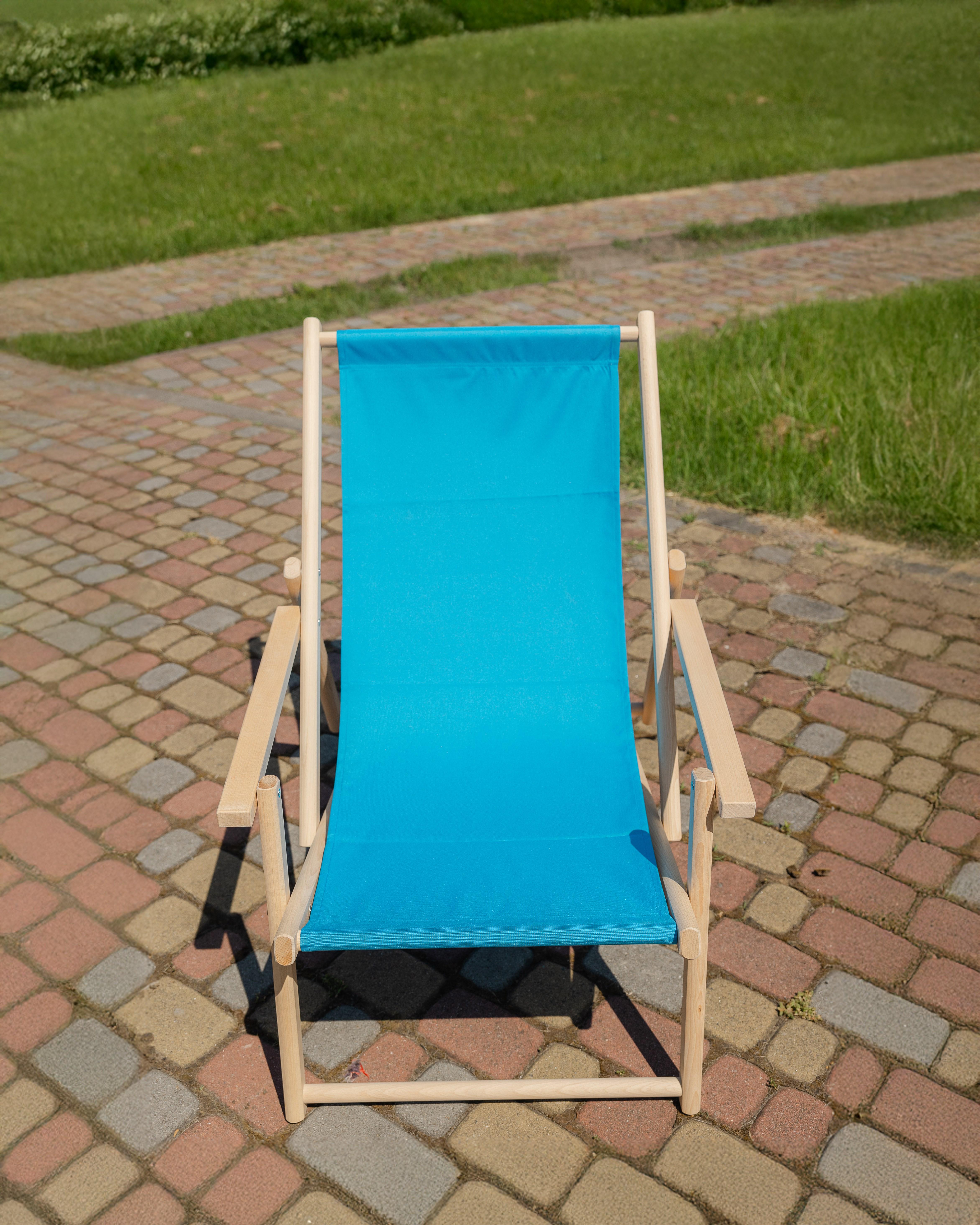 Шезлонг дерев'яний розкладний XRmaster з підлокітниками Блакитний (0002239) - фото 3