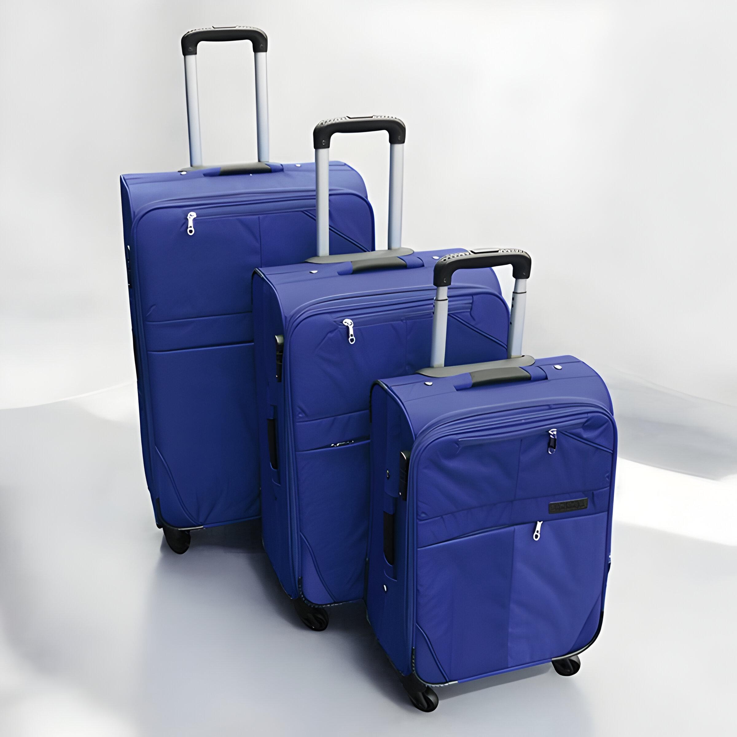 Набір валіз тканинних 3в1 з кодовим замком та телескопічною ручкою Синій (24-292) - фото 2 Набір валіз тканинних 3в1 з кодовим замком та телескопічною ручкою Синій (24-292) - фото 2