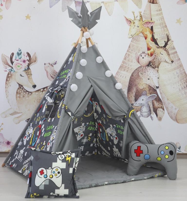 Вігвам для дітей Playstation графіт з матрацом і подушками - фото 9 Вігвам для дітей Playstation графіт з матрацом і подушками - фото 9