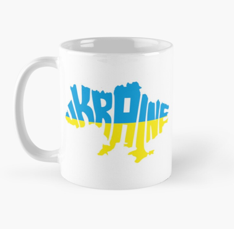 Чашка керамическая с принтом "Ukraine" Карта Украины 330 мл Белый (УКР80Ч)