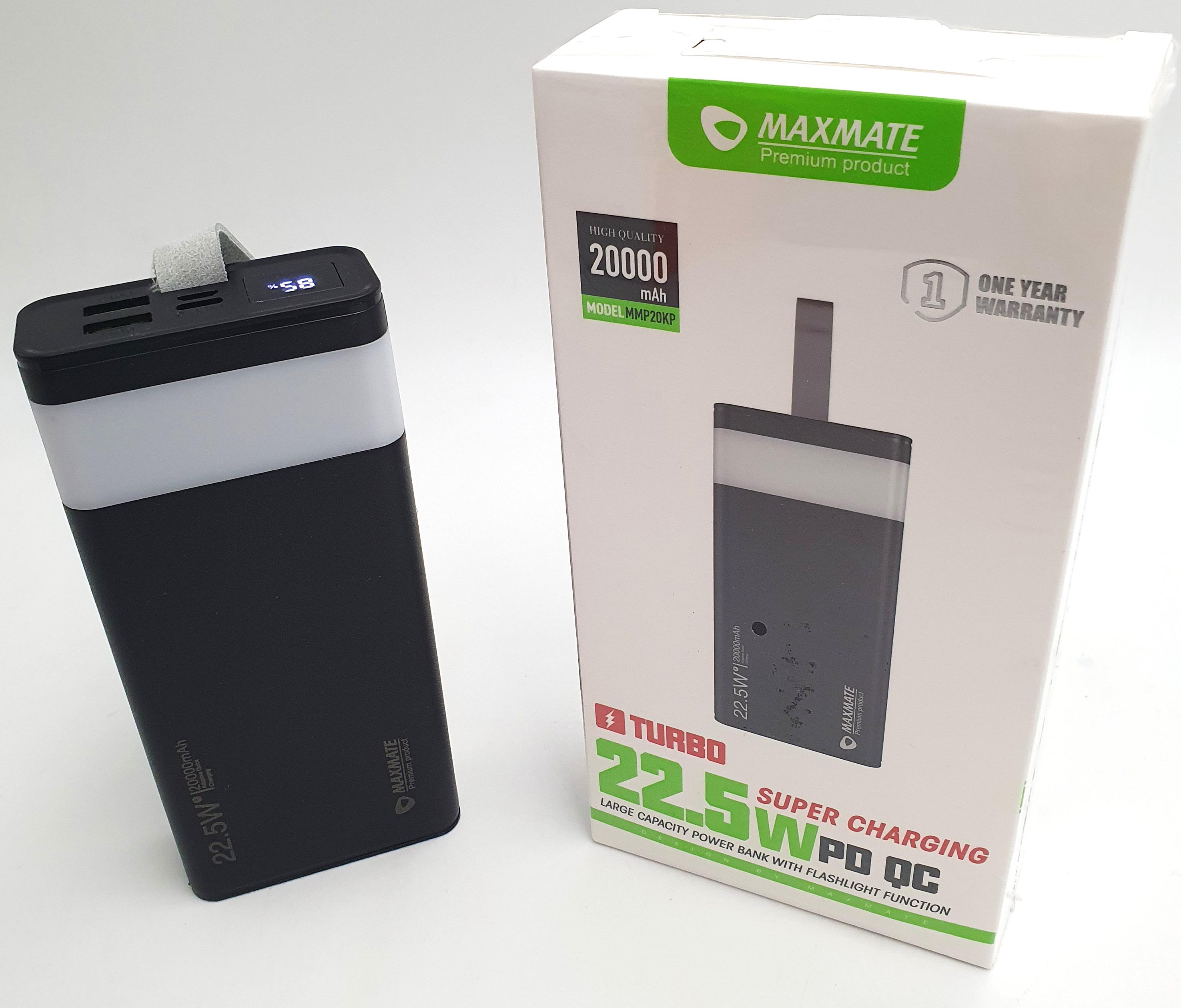 Повербанк Maxmate MMP20KP 2USB Type-C PD/QC з LED ліхтариком 20000 mAh 5A/22,5W Чорний - фото 3