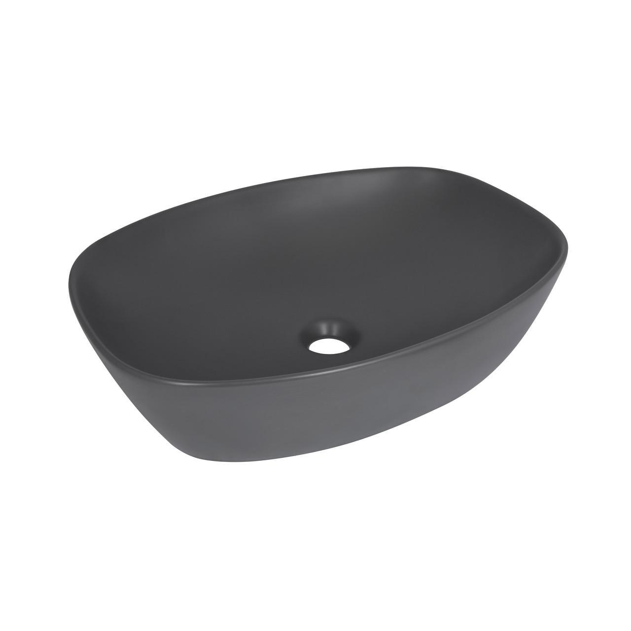 Раковина накладна Qtap Robin 500х380х140 мм прямокутна з донним клапаном Anthracite (QT04116302AN)