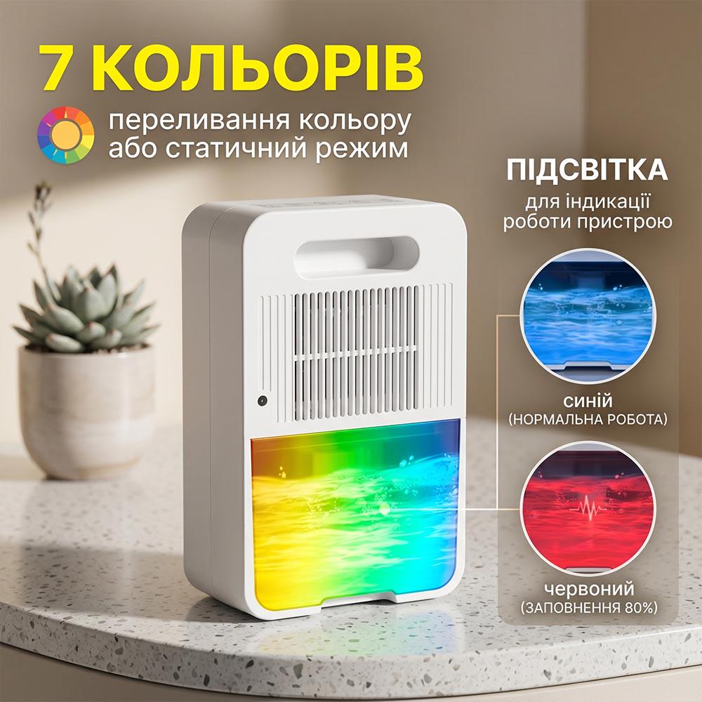 Осушувач та очищувач повітря 350 мл/добу 1200 мл 20 м2 Білий (0285-0001) - фото 4