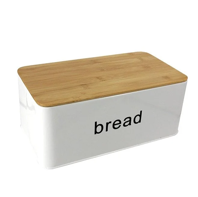 Хлебница металлическая Flora с бамбуковой крышкой (45213)