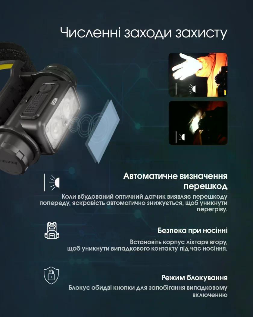 Ліхтар налобний Nitecore NU50 1400 lm USB Type-C 130 м (27831954) - фото 8