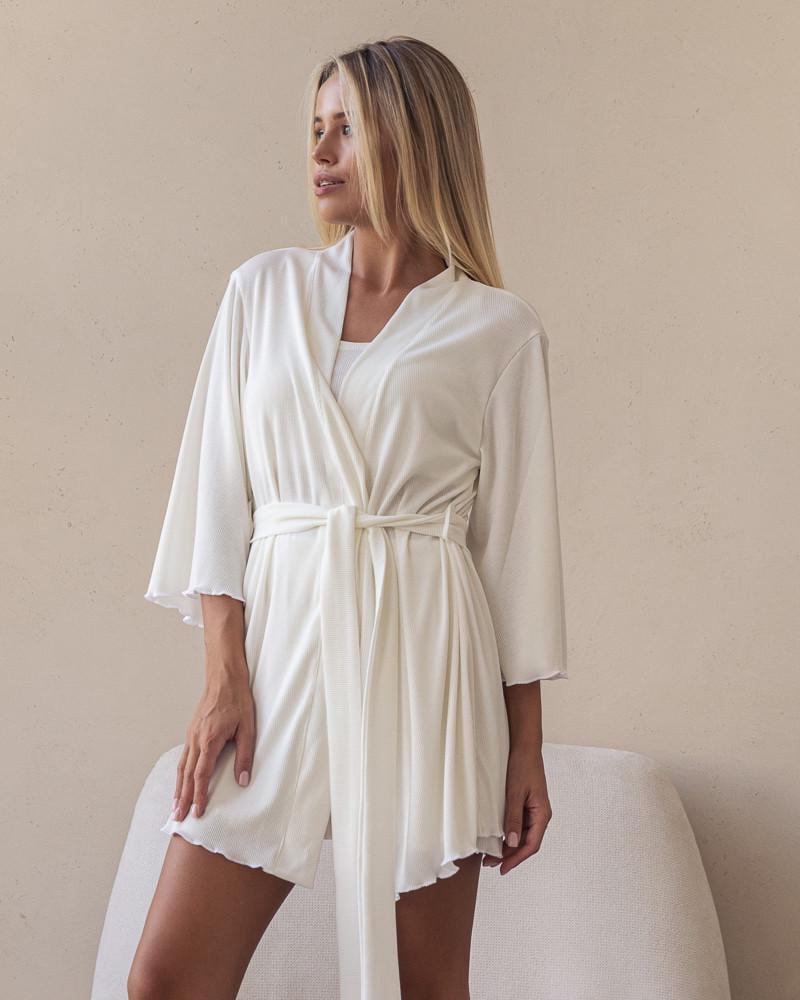 Костюм пижамный тройка в рубчик р. 44 Белый (5028) - фото 1