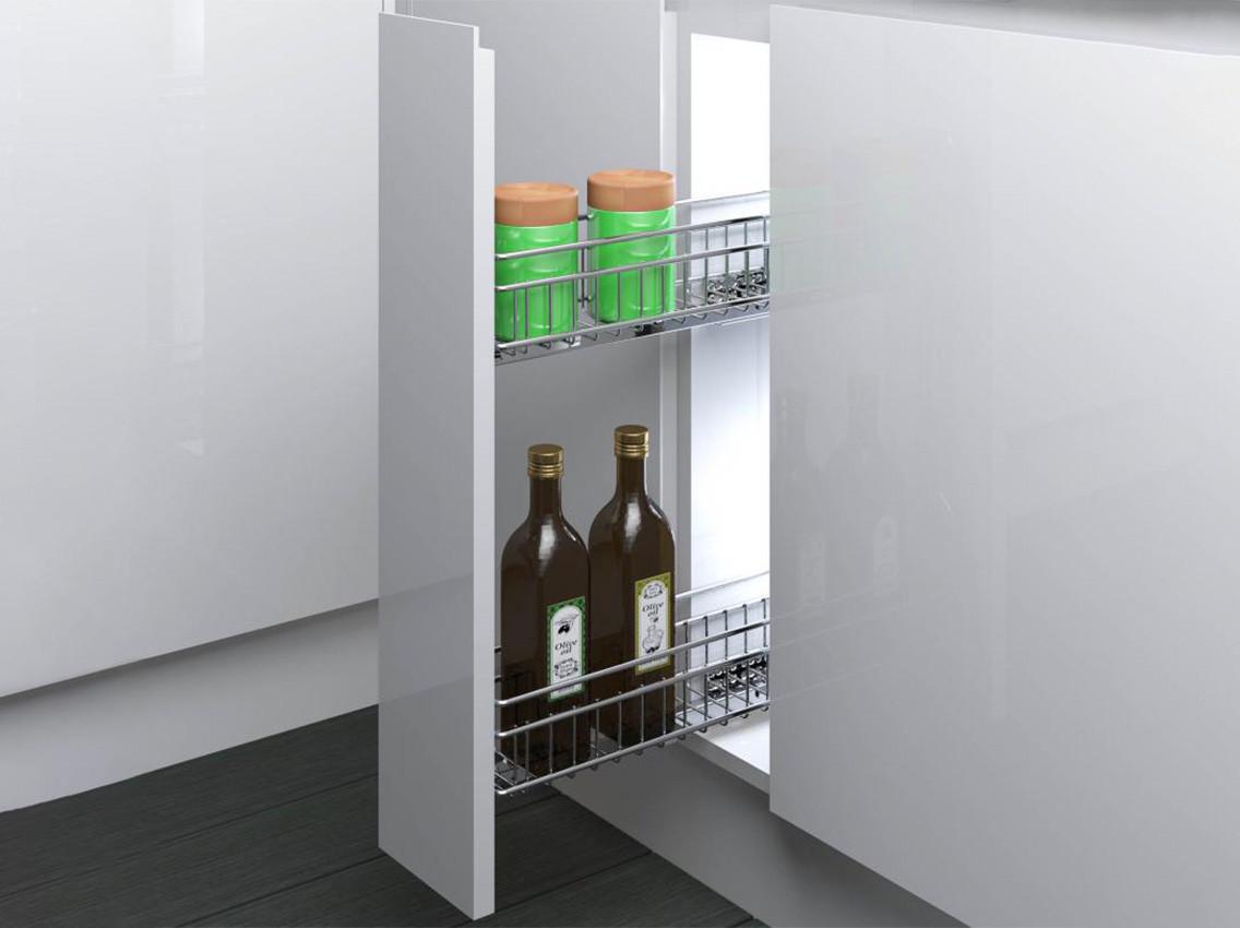 Карго фасад боковое левое крепление с отталкивателем INOXA 2 полки 150 мм Хром (105807)