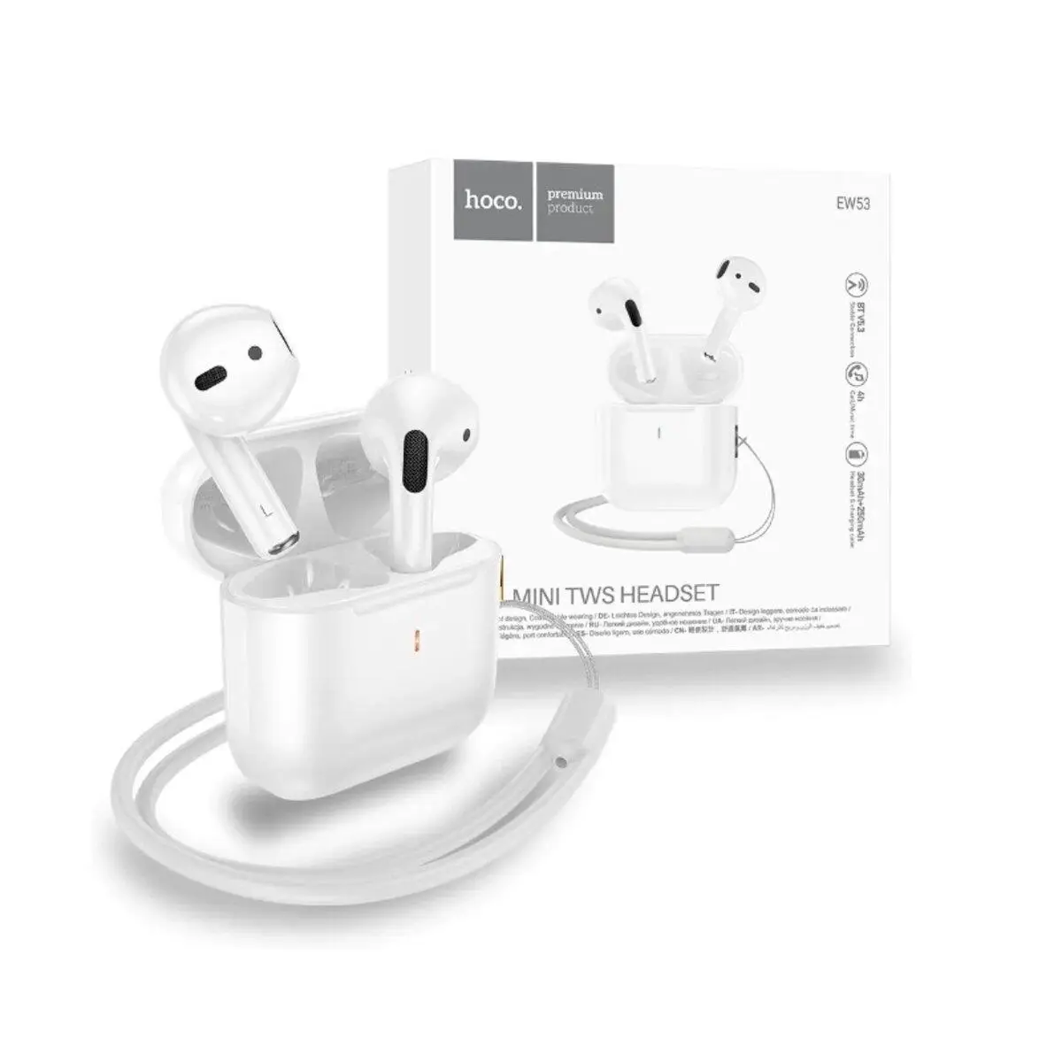 Наушники беспроводные Hoco EW53 Lucky true wireless BT headset White - фото 2