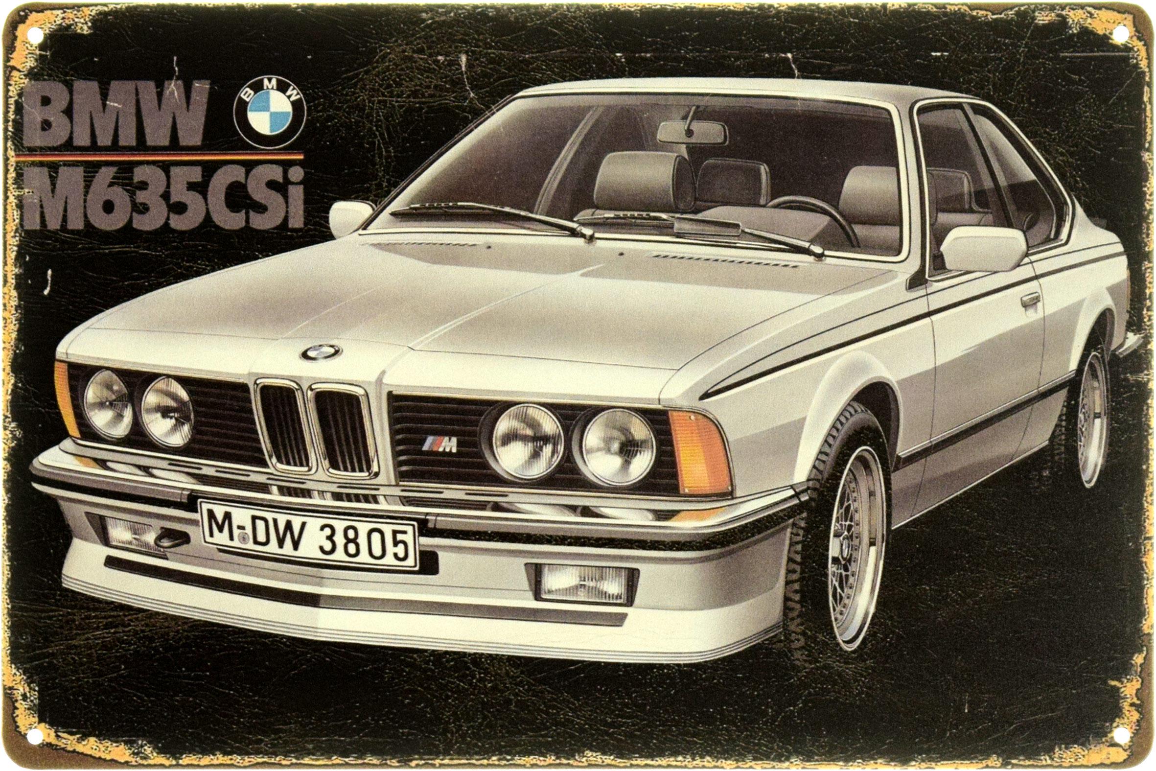 Табличка металлическая "BMW M635CSi" 20x30 см (ms-104099)