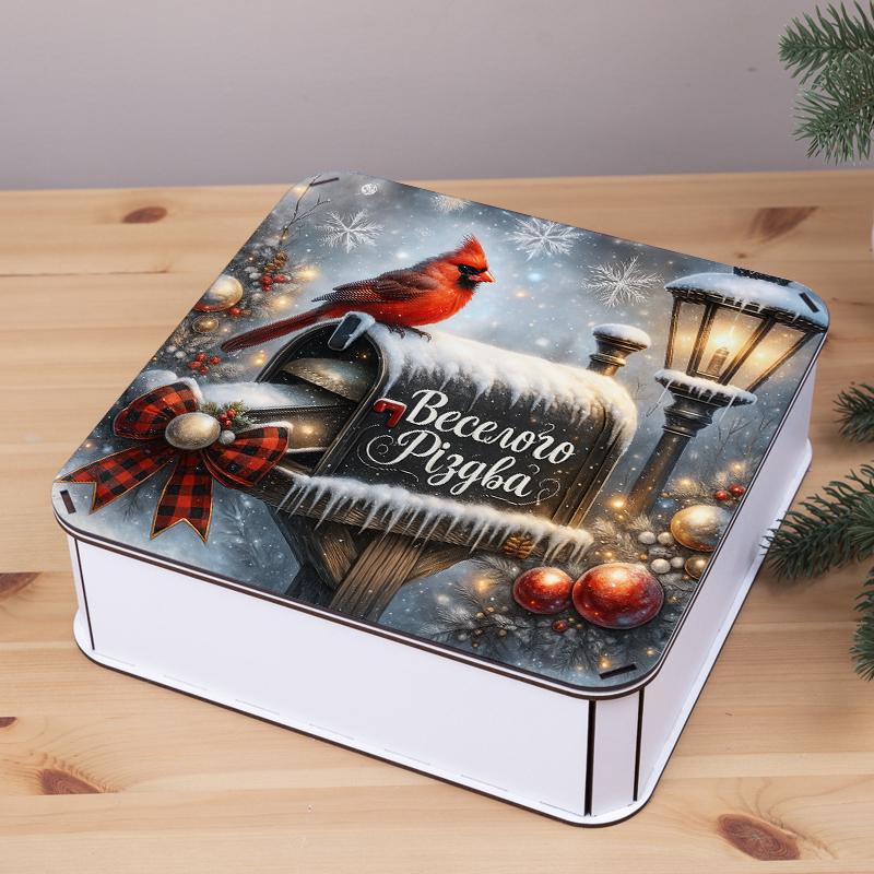 Коробка квадратная веселого рождества (5588-45)
