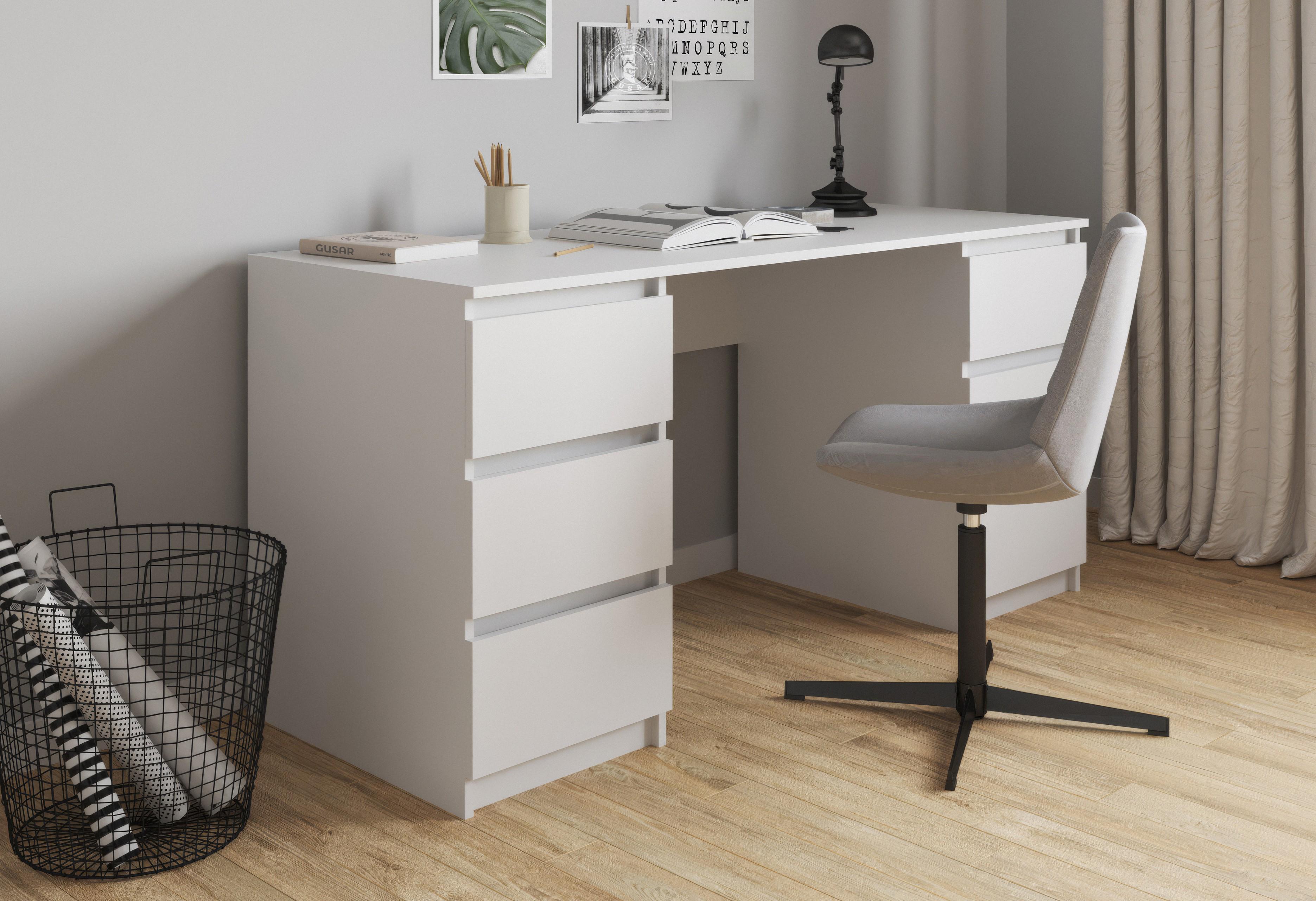 Письменный стол на 6 ящиков без ручек FT-228 1580х600х758 мм Белый