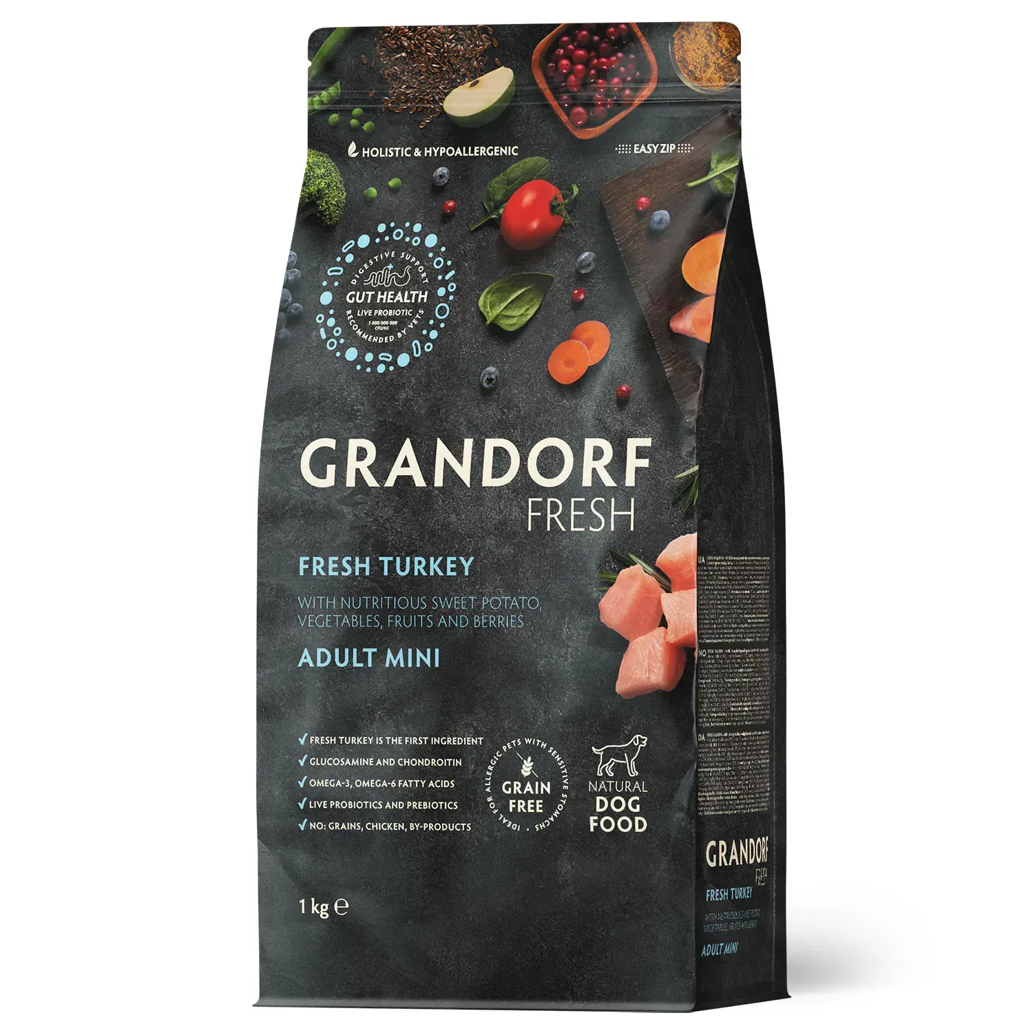 Корм сухой для взрослых собак малых пород Grandorf FRESH TURKEY&SWEET POTATO DOG MINI с индейкой и бататом 1 кг (26911723)