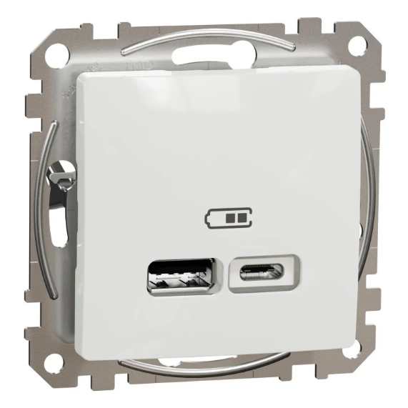 Розетка Schneider Design Sedna USB A+C 3 A 45 Вт Белый (28430022)