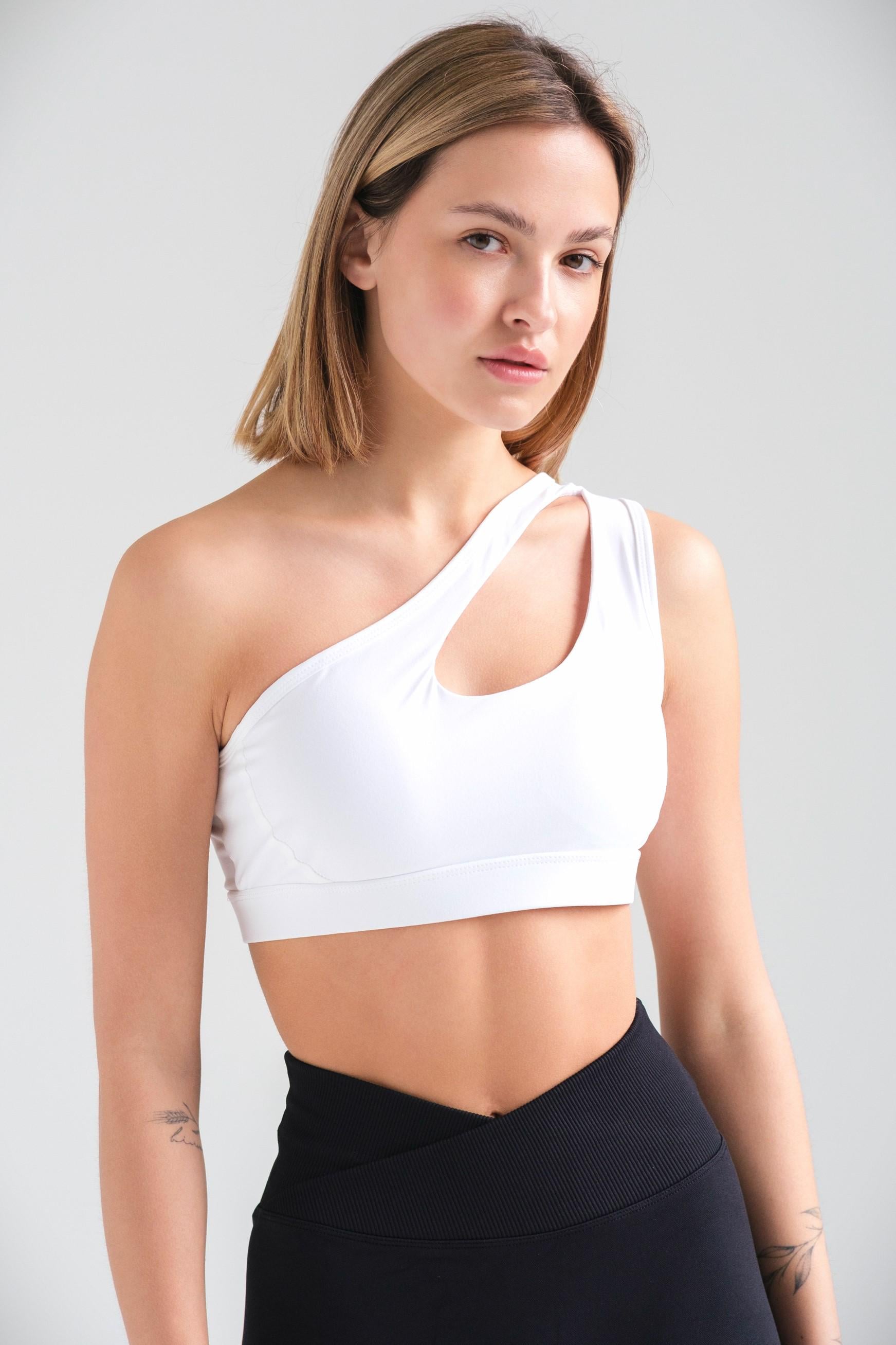 Топ женский спортивный Without Yoga с эффектом Push Up на одно плече L/XL White (L8049589)