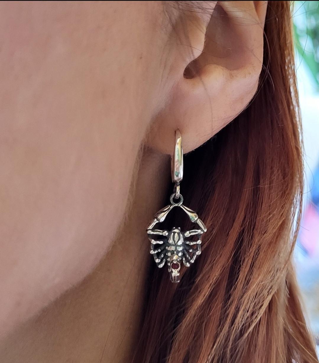 Сережки з підвіскою скорпіон чорнене срібло 925 проби 4,38 г (2540) - фото 6